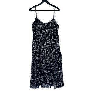 ASOS Black Polka Dot Midi Slip Dress Size 10